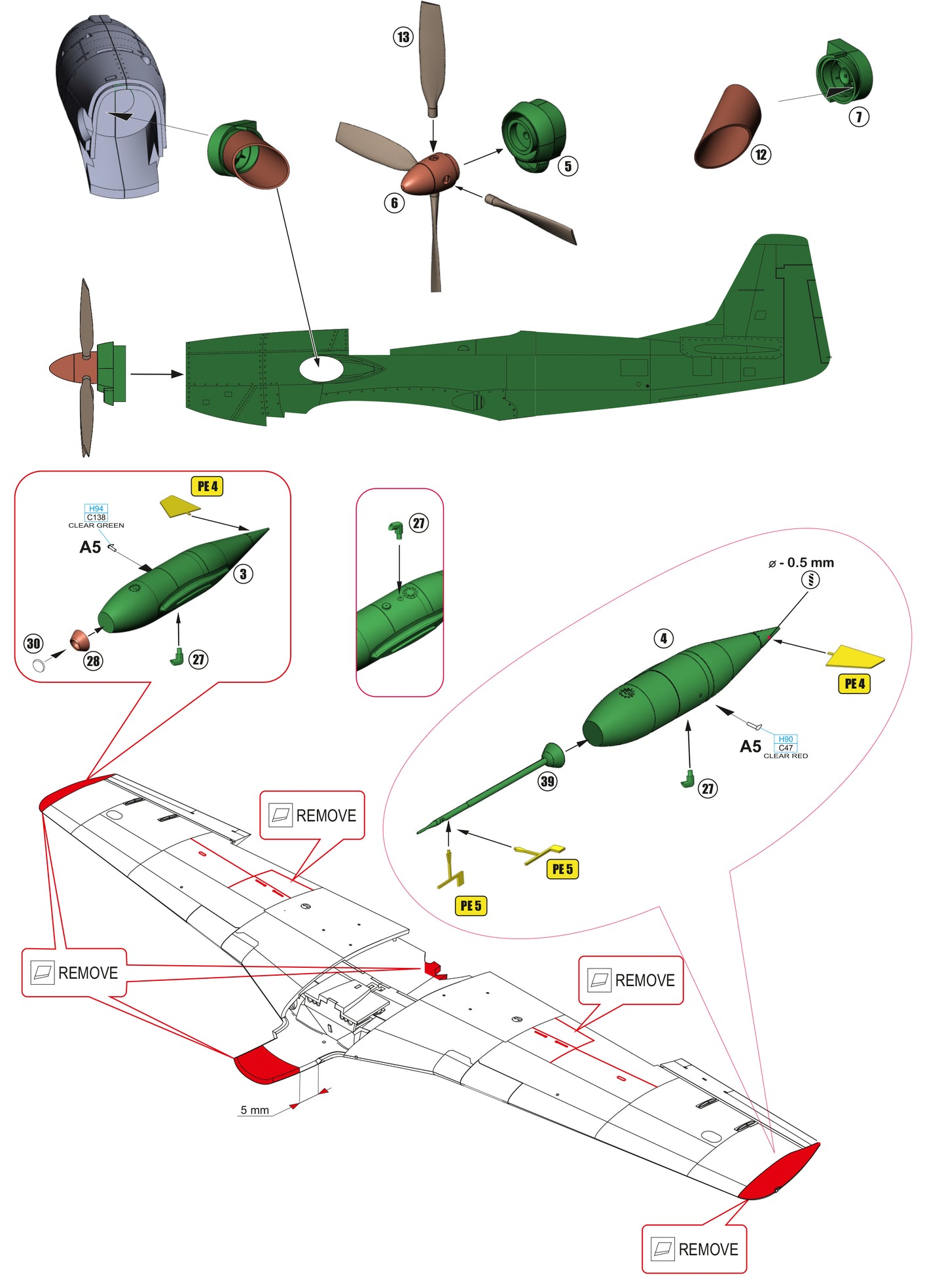 Piper PA-48 Enforcer (model 1983) conversion set for Eduard kit P-51D 1/48 scale