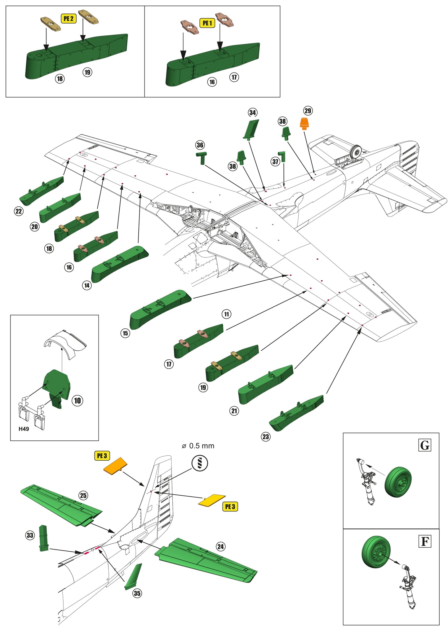 Piper PA-48 Enforcer (model 1983) conversion set for Eduard kit P-51D 1/48 scale