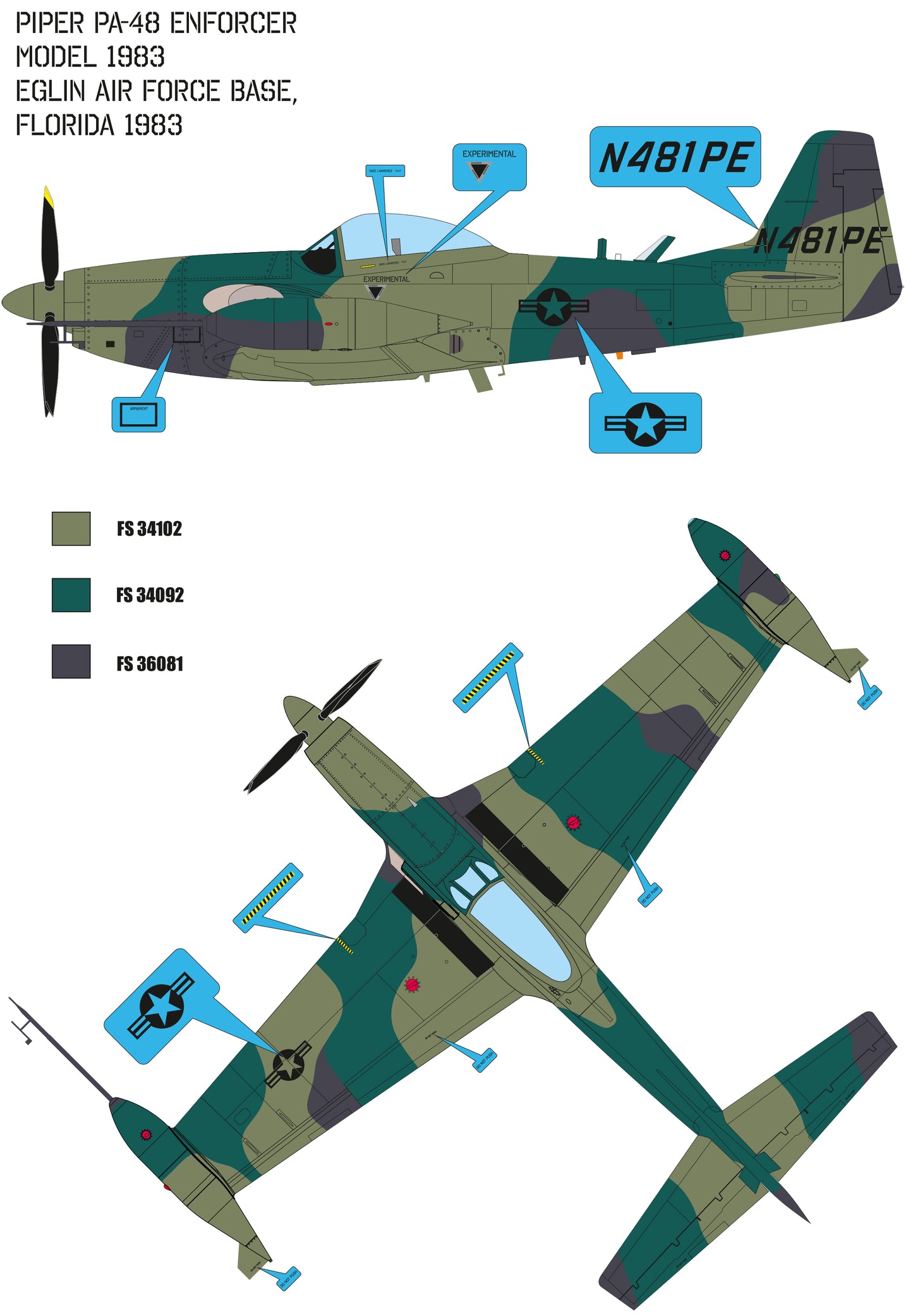 Piper PA-48 Enforcer (model 1983) conversion set for Eduard kit P-51D 1/48 scale