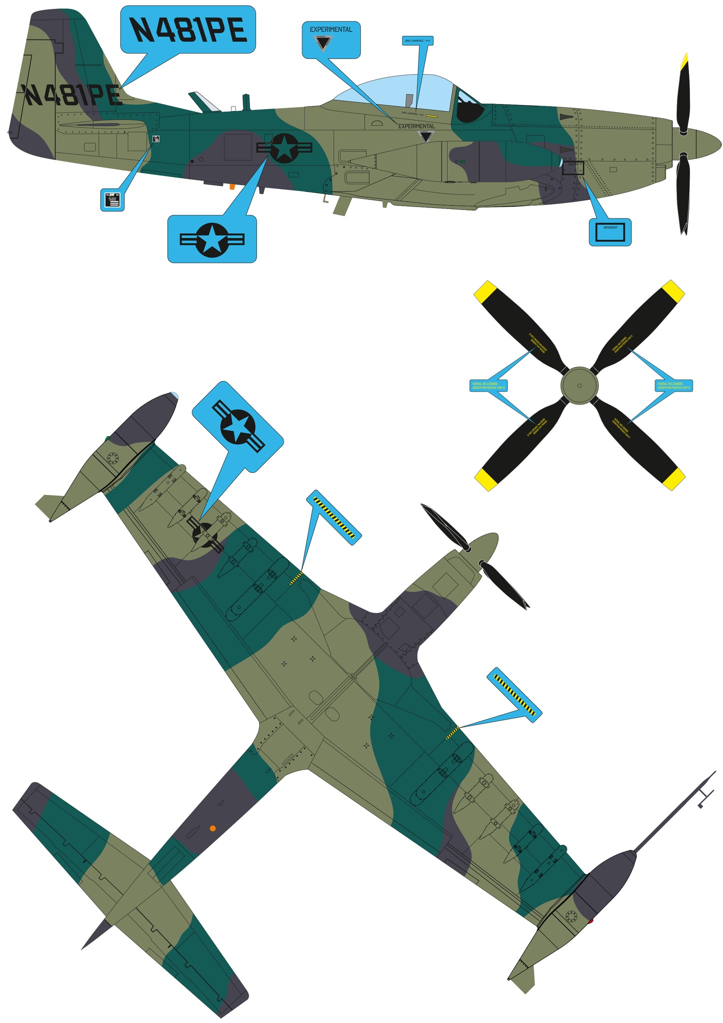 Piper PA-48 Enforcer (model 1983) conversion set for Eduard kit P-51D 1/48 scale