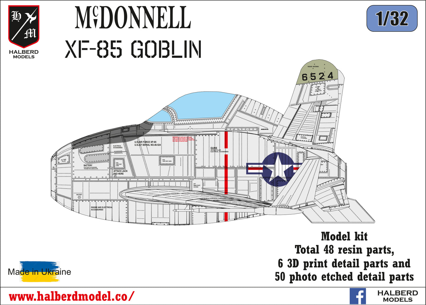 McDonnell XF-85 Goblin model kit, 1/32 scale