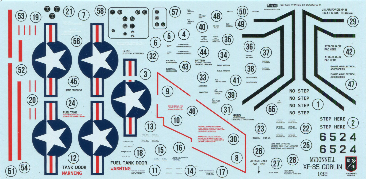 McDonnell XF-85 Goblin model kit, 1/32 scale