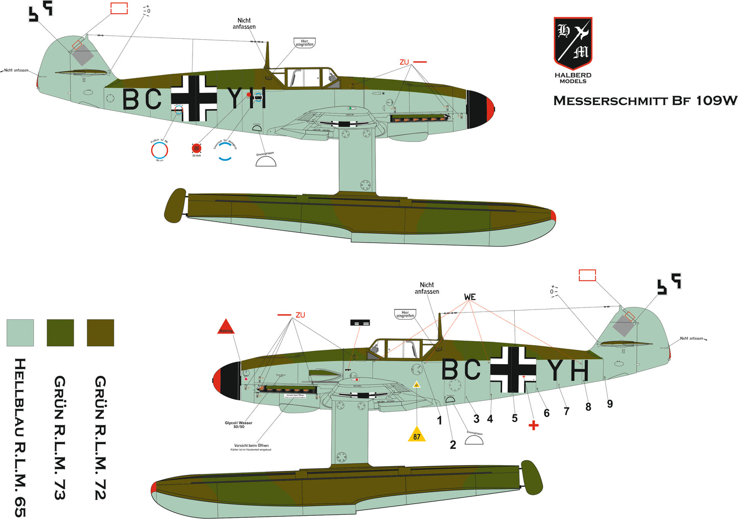 Messerschmitt Bf 109W 1/48 scale Conversion set for Eduard kit Bf 109F