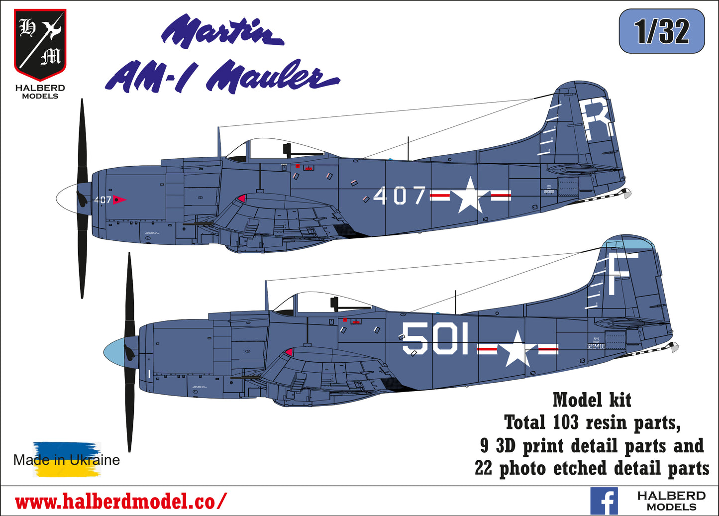 Martin AM-1 Mauler model kit, 1/32 scale