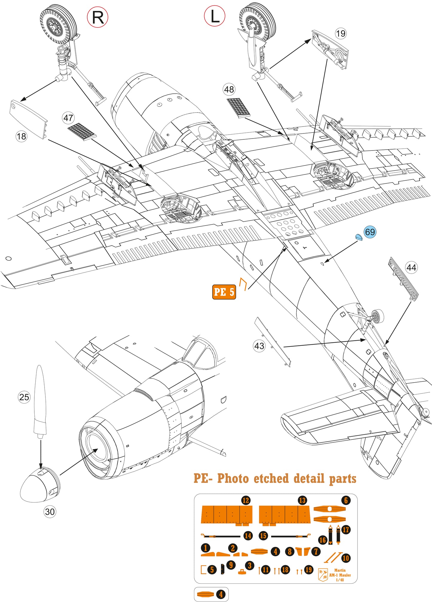 Martin AM-1 Mauler model kit, 1/48 scale