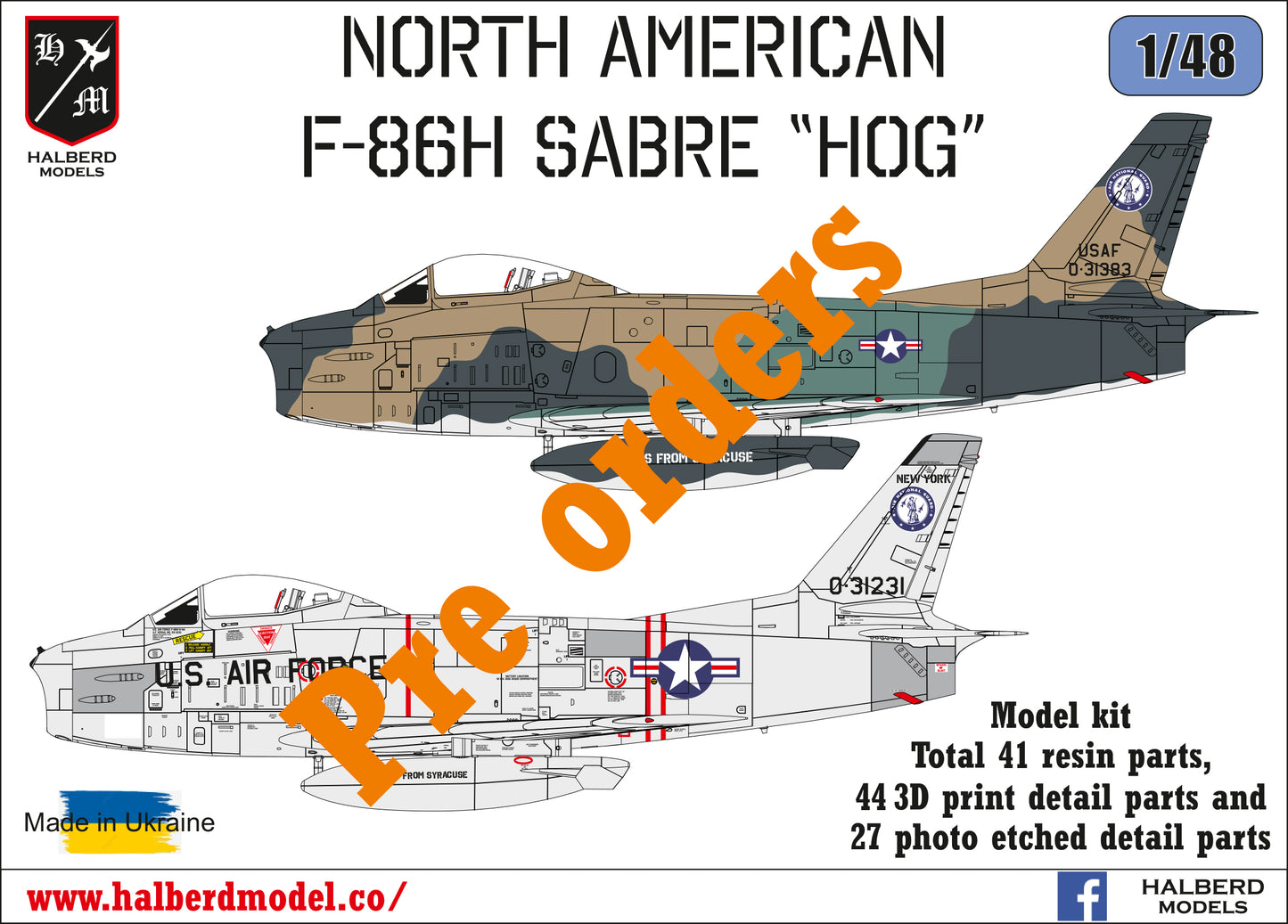 F-86H Sabre “HOG” model kit, 1/48 scale