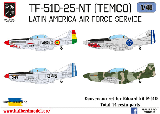 TF-51D-25NA (TEMCO) Latin America Air Force Service conversion set for Eduard kit P-51D 1/48 scale