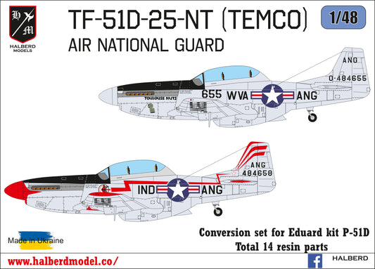TF-51D-25NA (TEMCO) Air National Guard conversion set for Eduard kit P-51D 1/48 scale