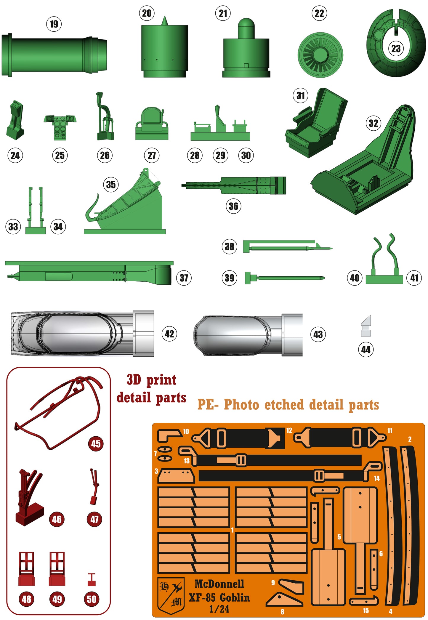 McDonnell XF-85 Goblin model kit, 1/24 scale