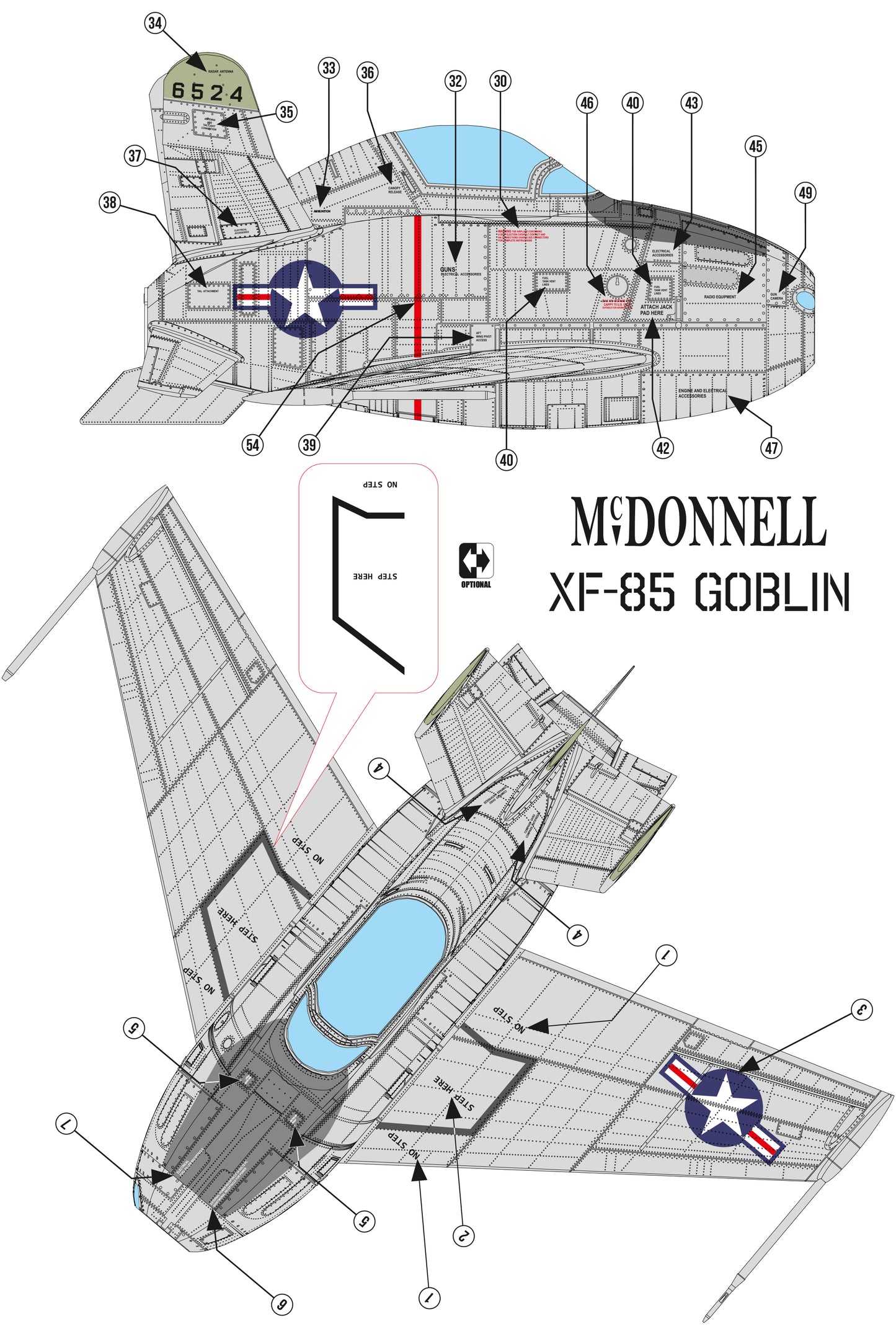 McDonnell XF-85 Goblin model kit,  1/48 scale.