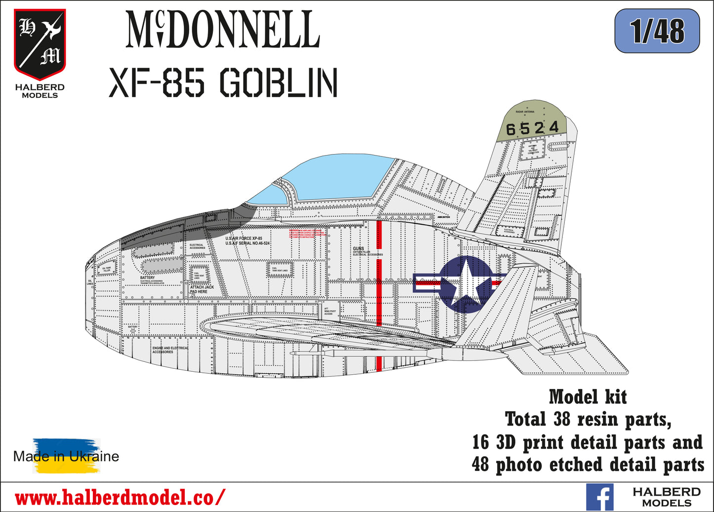 McDonnell XF-85 Goblin model kit,  1/48 scale.