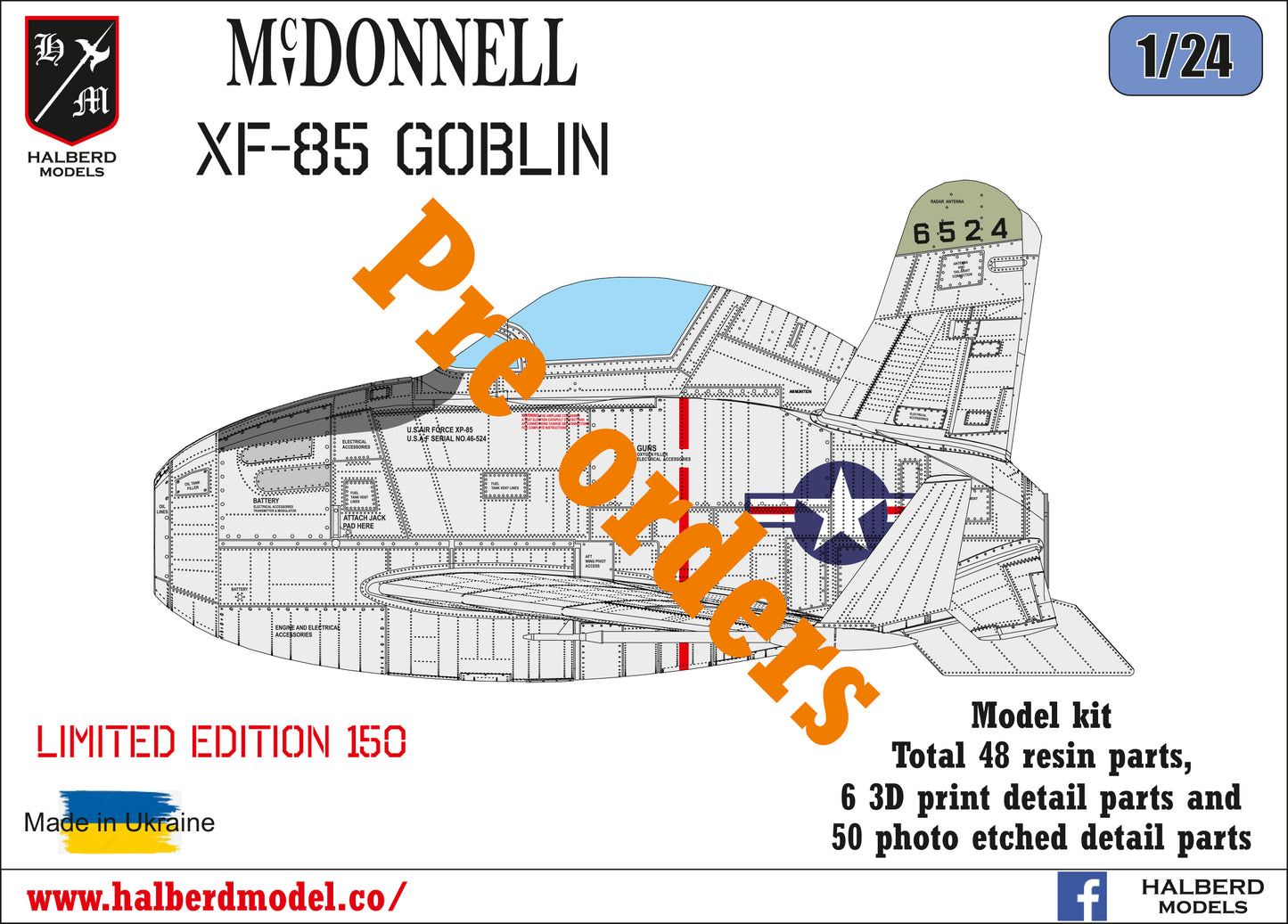 McDonnell XF-85 Goblin model kit, 1/24 scale