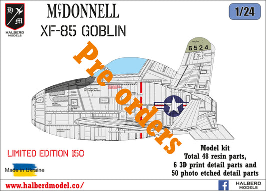 McDonnell XF-85 Goblin model kit, 1/24 scale