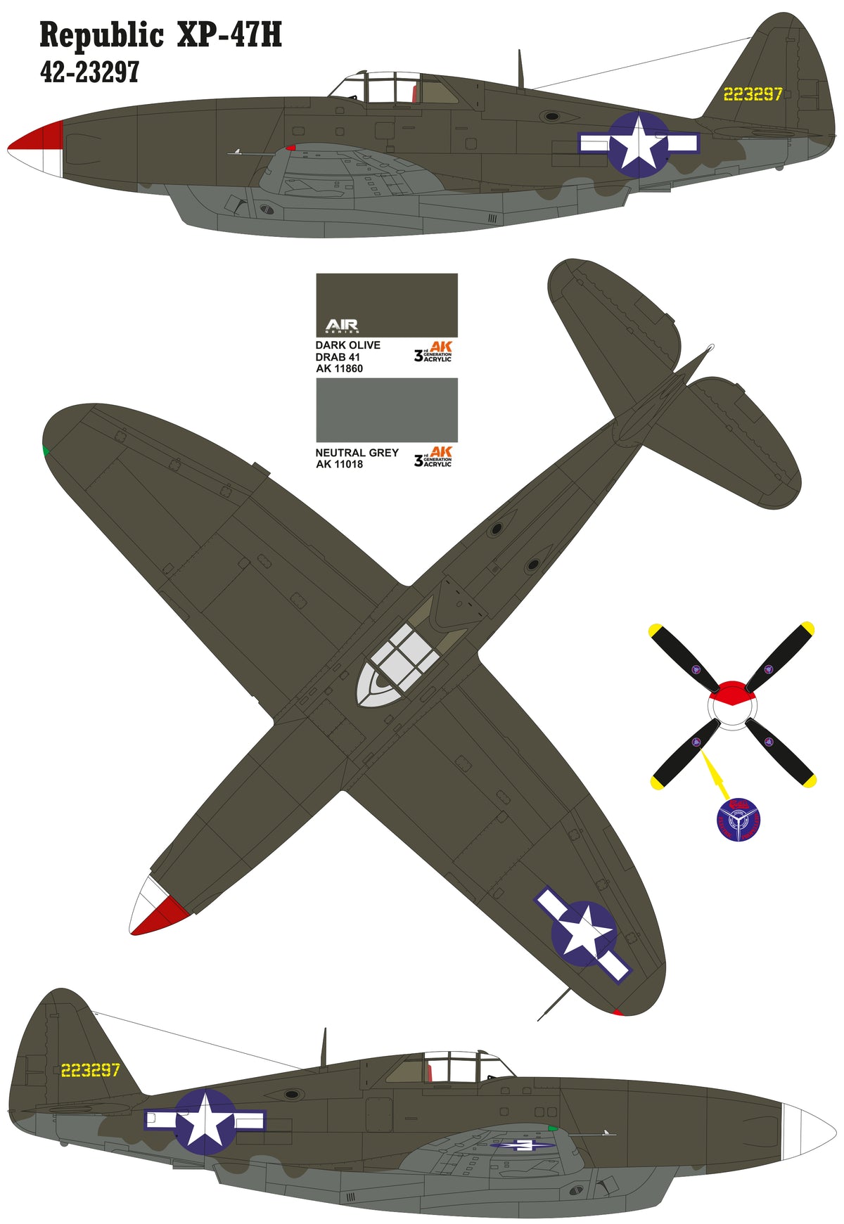 Republic XP-47H conversion set for Tamiya kit P-47D Thunderbolt «Razor ...