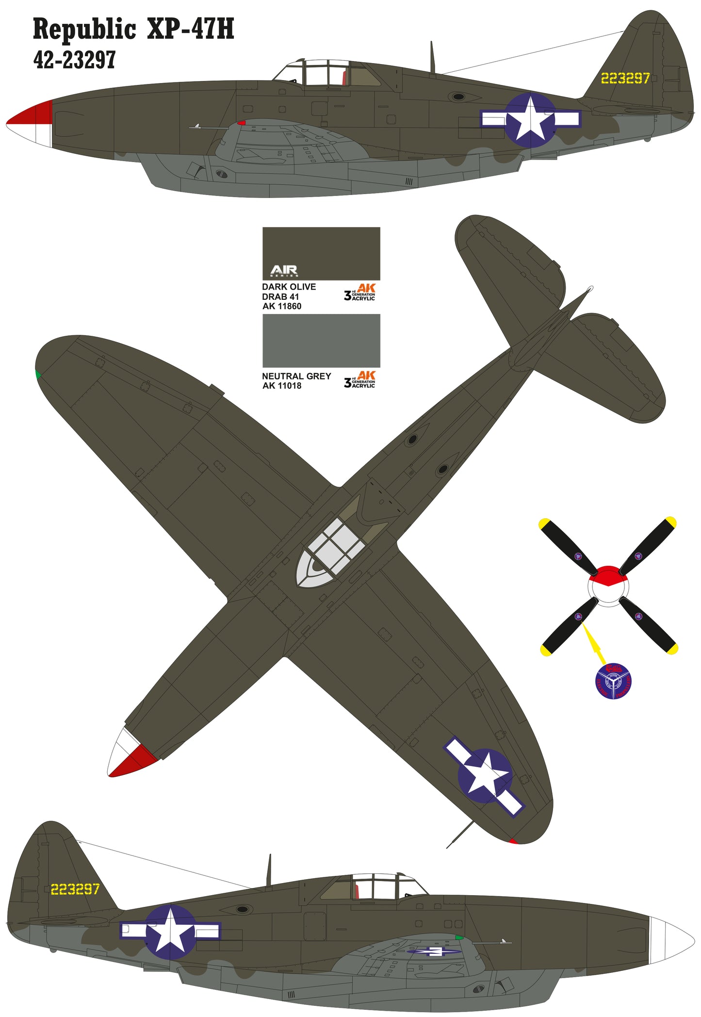 Republic XP-47H conversion set for Trumpeter kit P-47D Thunderbolt «Razorback»1/32 scale