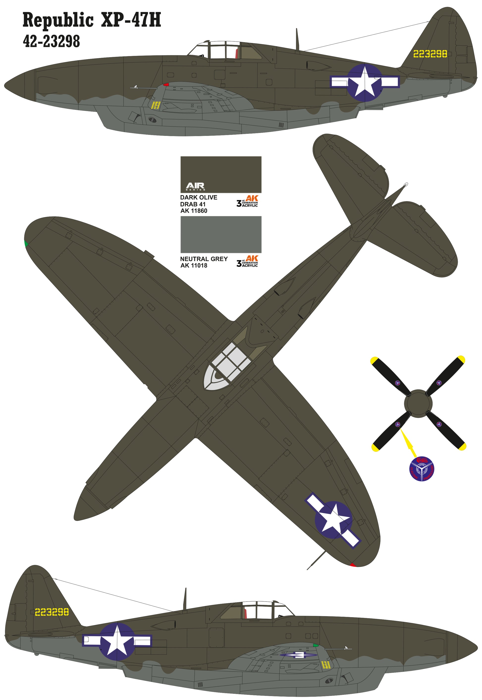 Republic XP-47H conversion set for Tamiya kit P-47D Thunderbolt