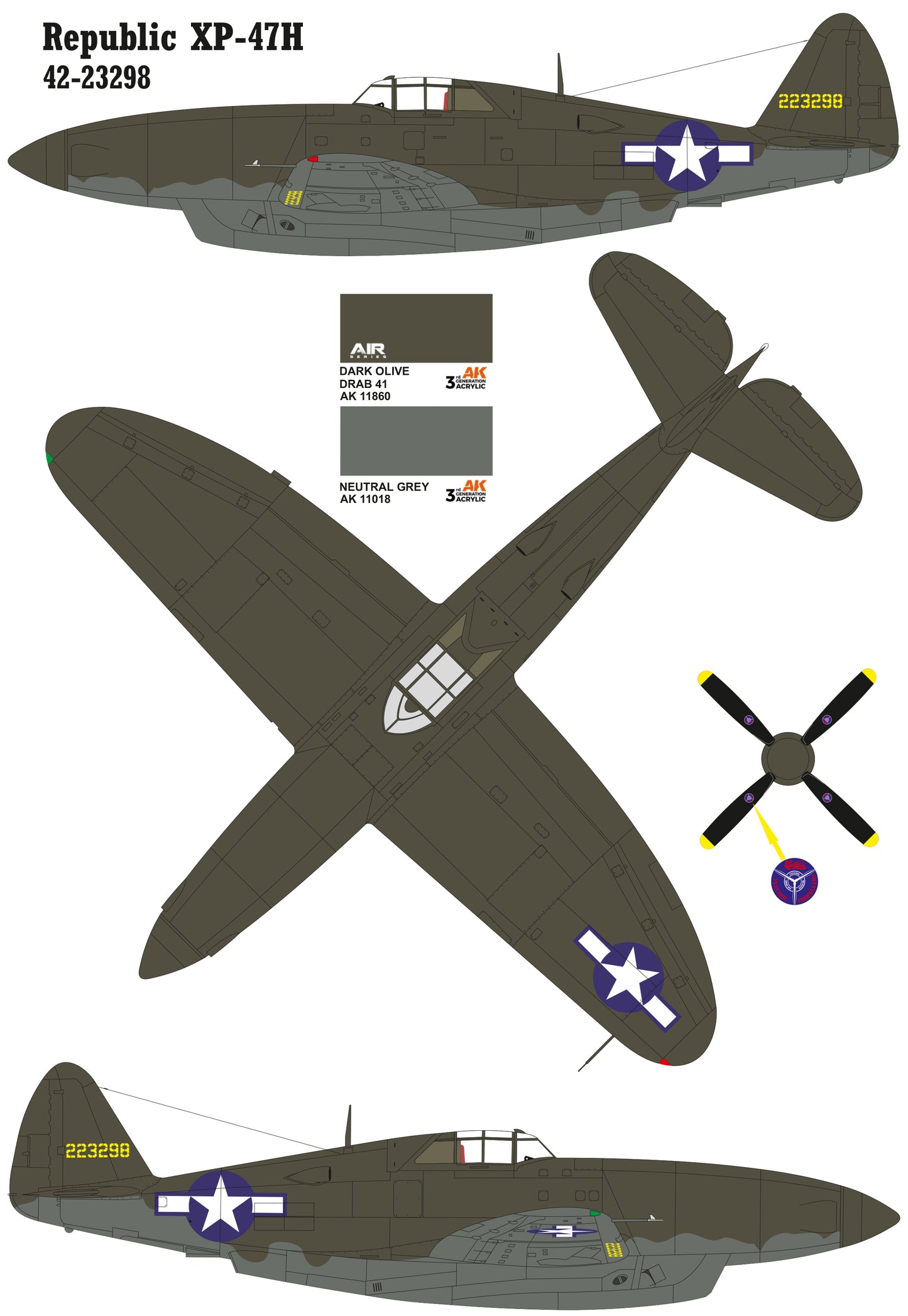 Republic XP-47H conversion set for Trumpeter kit P-47D Thunderbolt «Razorback»1/32 scale