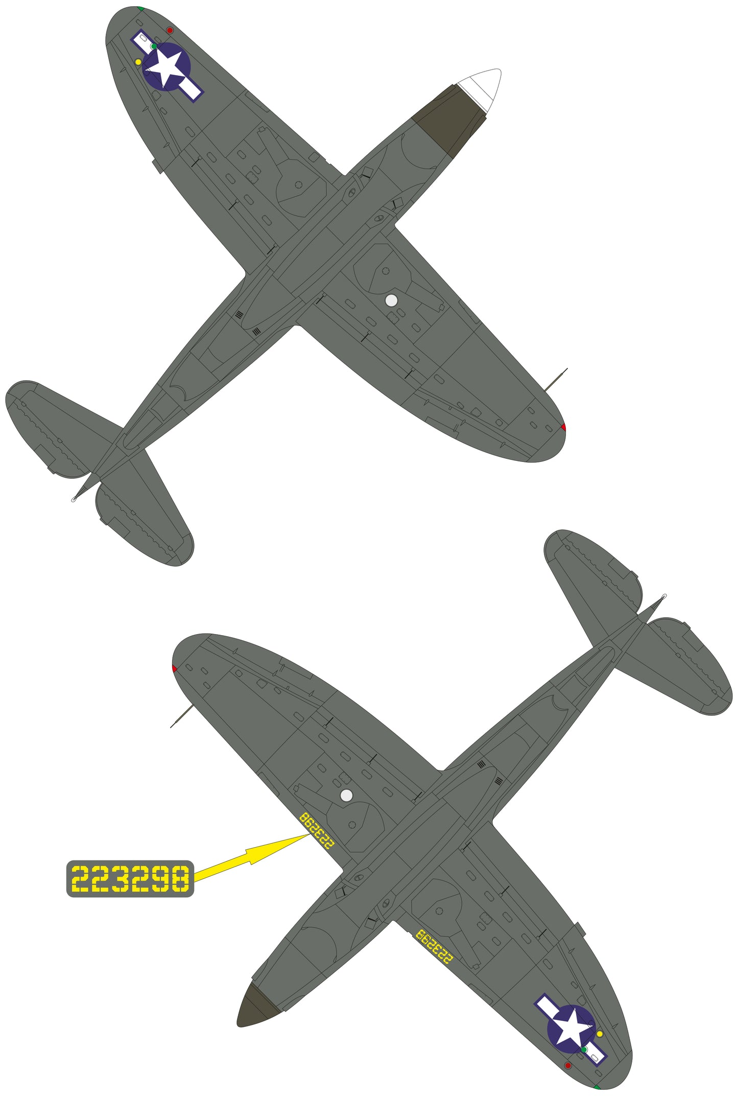 Republic XP-47H conversion set for Trumpeter kit P-47D Thunderbolt «Razorback»1/32 scale