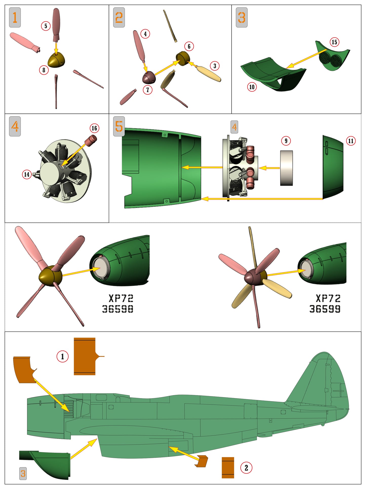 Republic XP-72 Ultrabolt conversion set for Tamiya kit P-47D Thunderbolt "Bubbletop" 1/48 scale