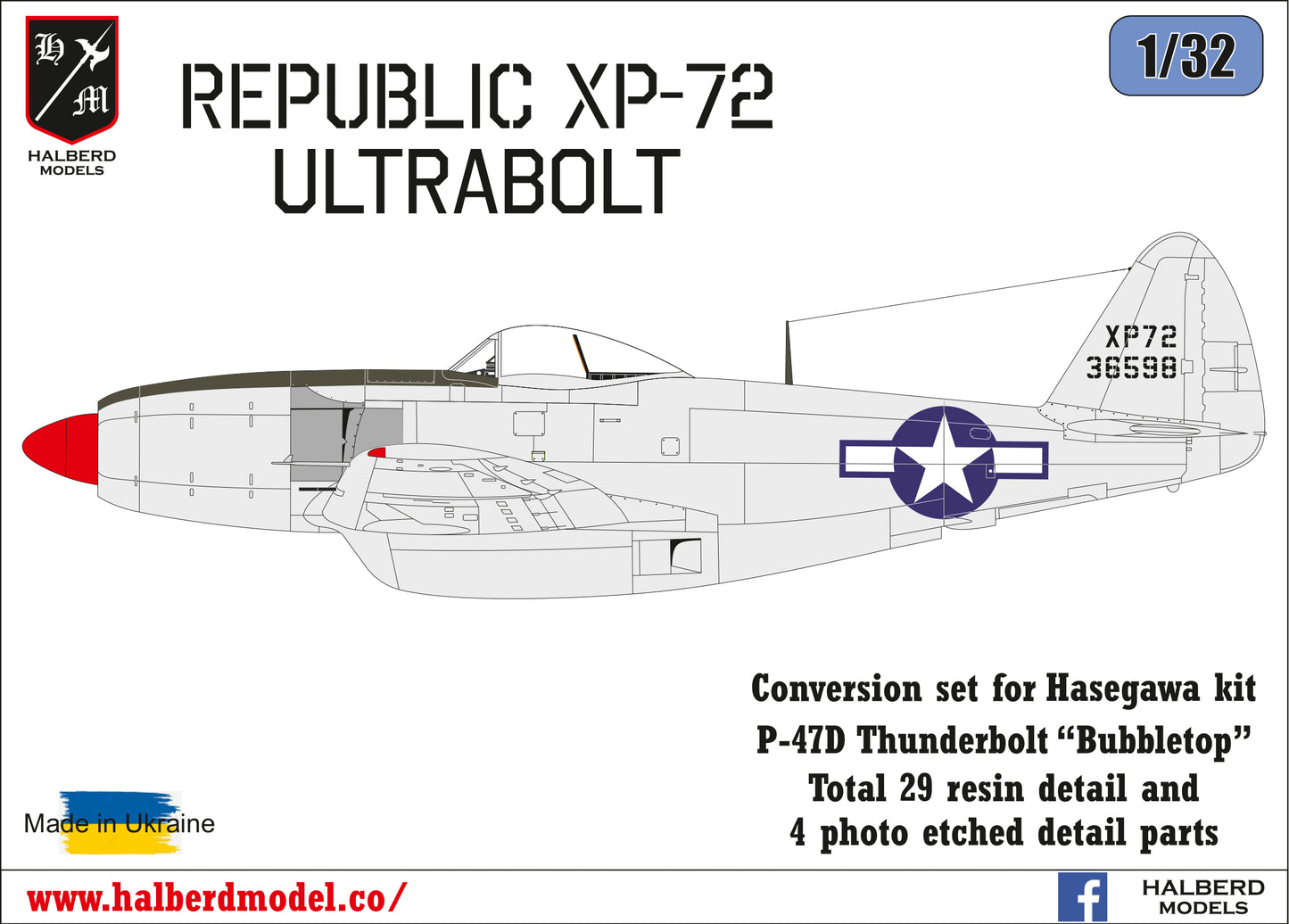 Republic XP-72 Ultrabolt conversion set for Hasegawa kit P-47D Thunderbolt  1/32 scale