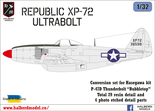 Republic XP-72 Ultrabolt conversion set for Hasegawa kit P-47D Thunderbolt  1/32 scale