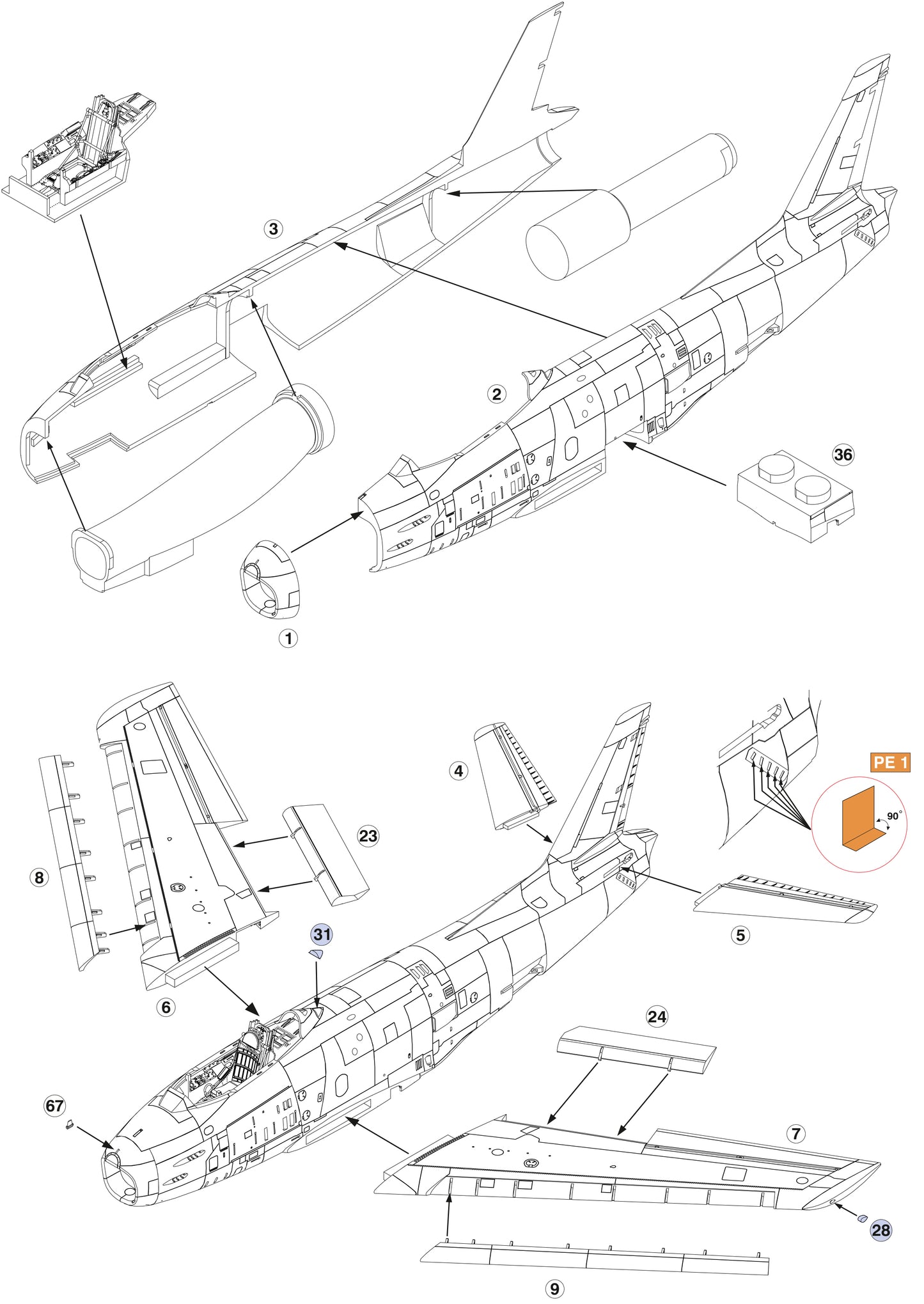 F-86H Sabre “HOG” model kit, 1/48 scale