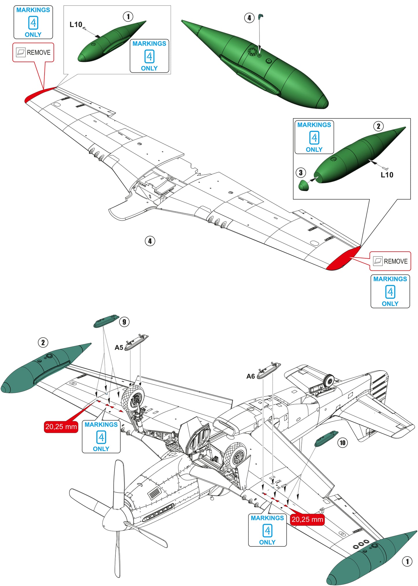 Cavalier F-51D Mustang / Mustang Mk 2 conversion 1/32 set for Tamiya kit P-51D