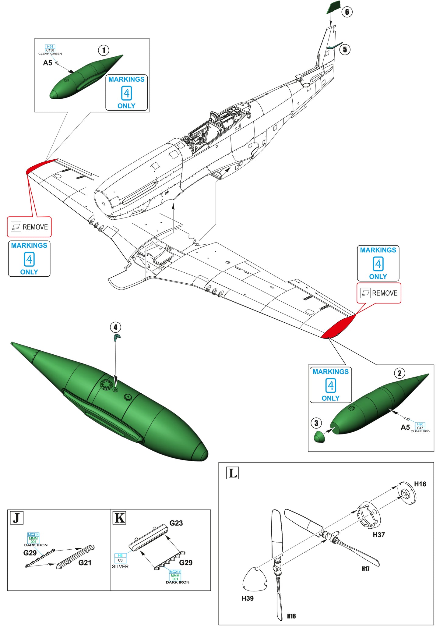 Cavalier F-51D Mustang / Mustang Mk 2 conversion set for 1/48 Eduard kit P-51D