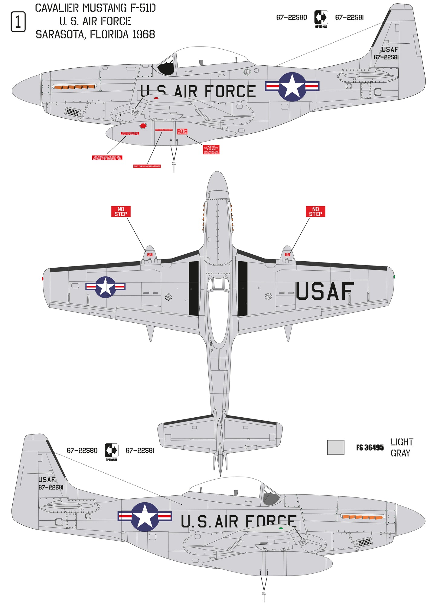 Cavalier F-51D Mustang / Mustang Mk 2 conversion set for 1/48 Eduard kit P-51D