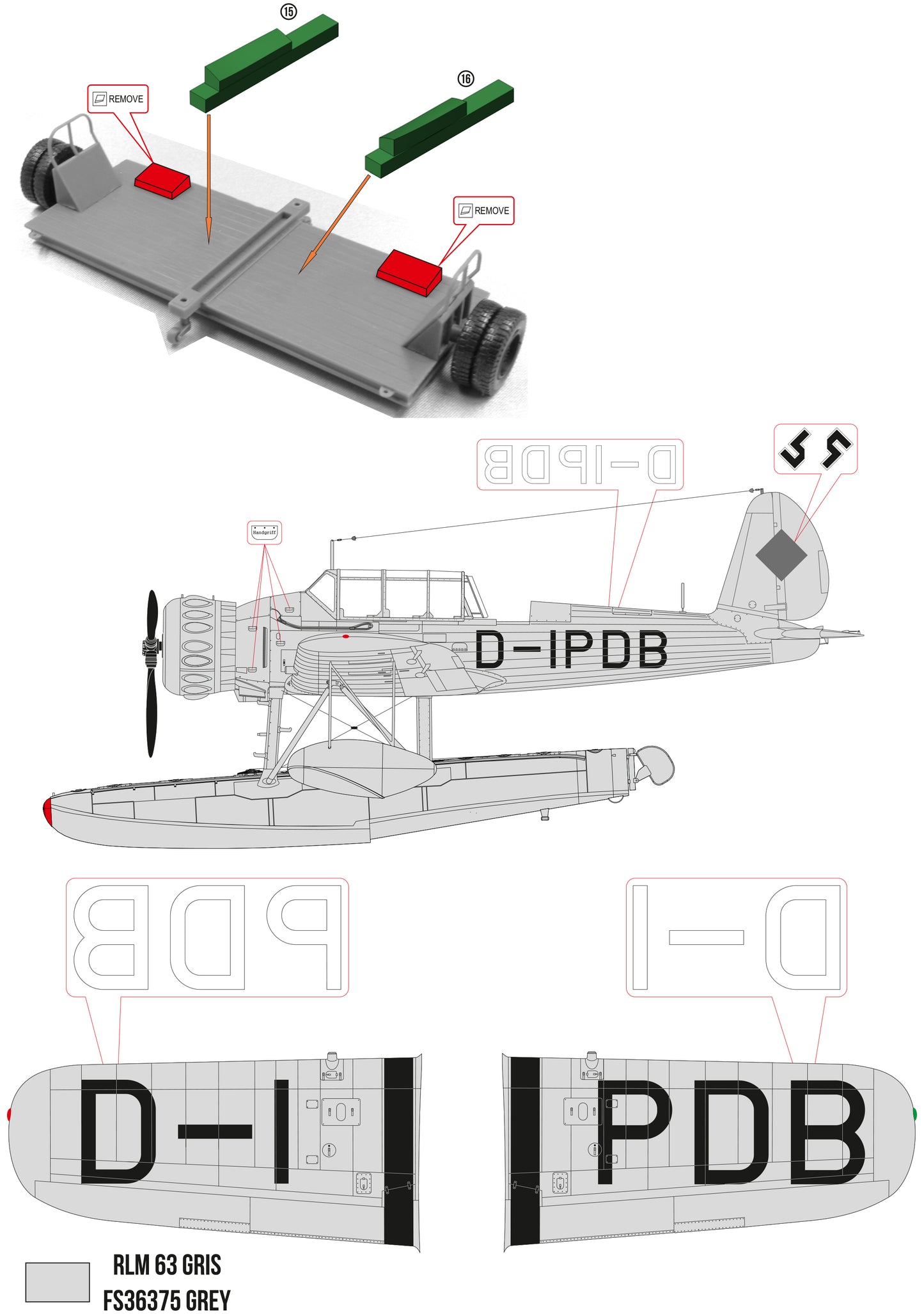 Arado Ar 196 B-0 1/48 scale conversion set for Italery kit Arado Ar-196 A