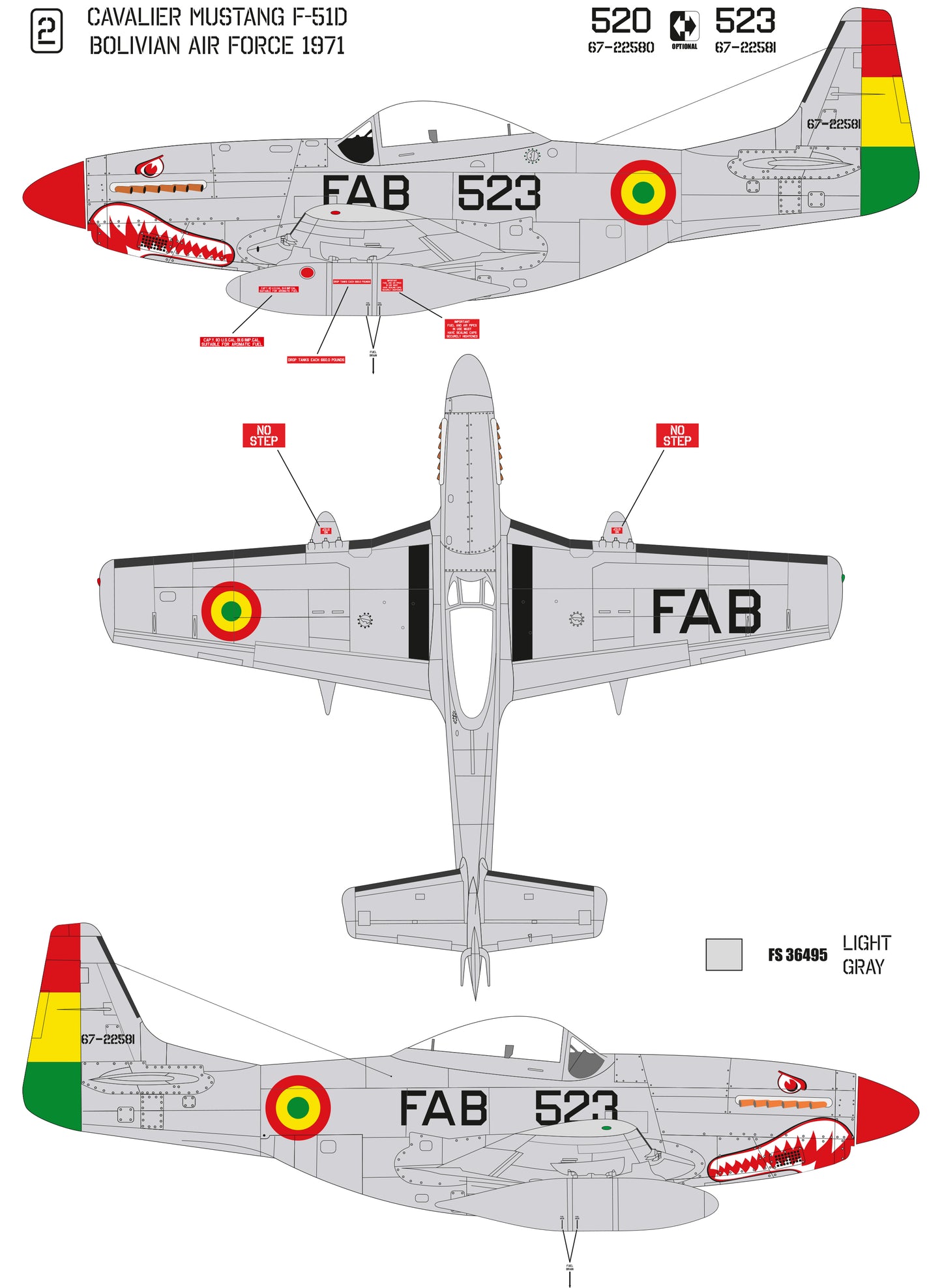 Cavalier F-51D Mustang / Mustang Mk 2 conversion 1/32 set for Tamiya kit P-51D