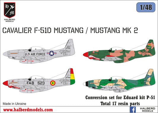 Cavalier F-51D Mustang / Mustang Mk 2 conversion set for 1/48 Eduard kit P-51D