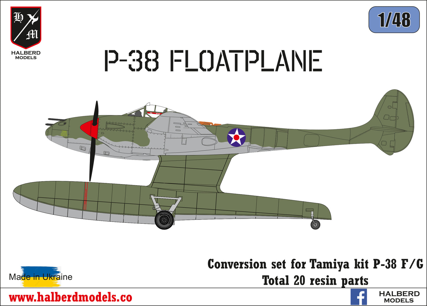 P-38 Floatplane conversion set for Tamiya kit P-38F/G 1/48 scale