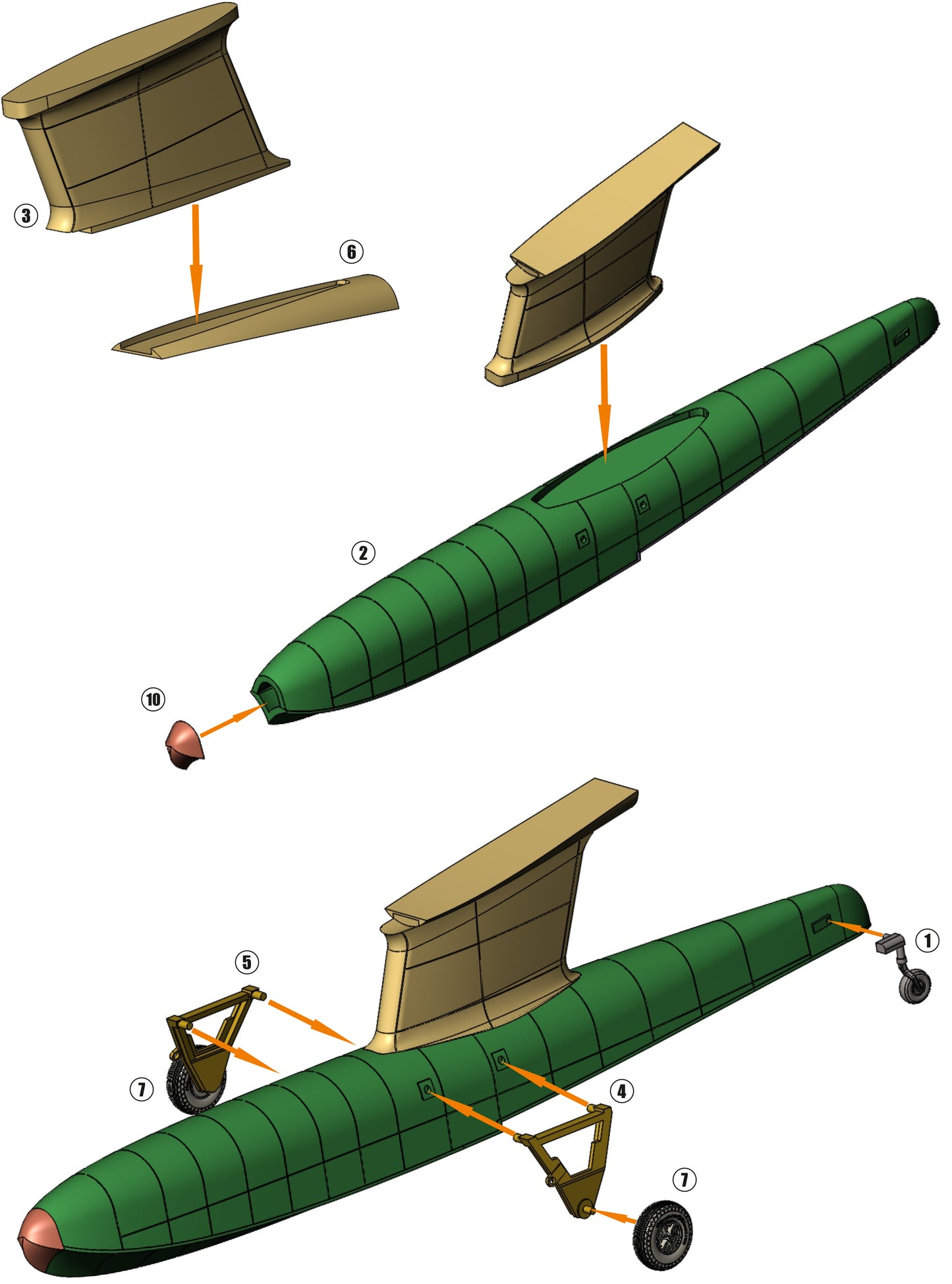 P-38 Floatplane conversion set for Tamiya kit P-38F/G 1/48 scale