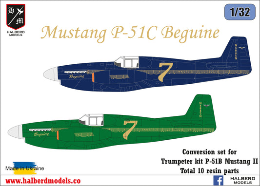 Mustang P-51C "Beguine" conversion set for Trumpeter P-51B Mustang 1/32 scale