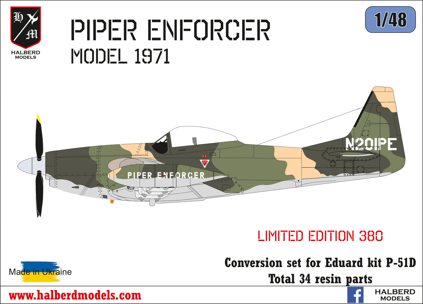 Piper Enforcer (model 1971) conversion set for Eduard kit P-51D 1/48 scale