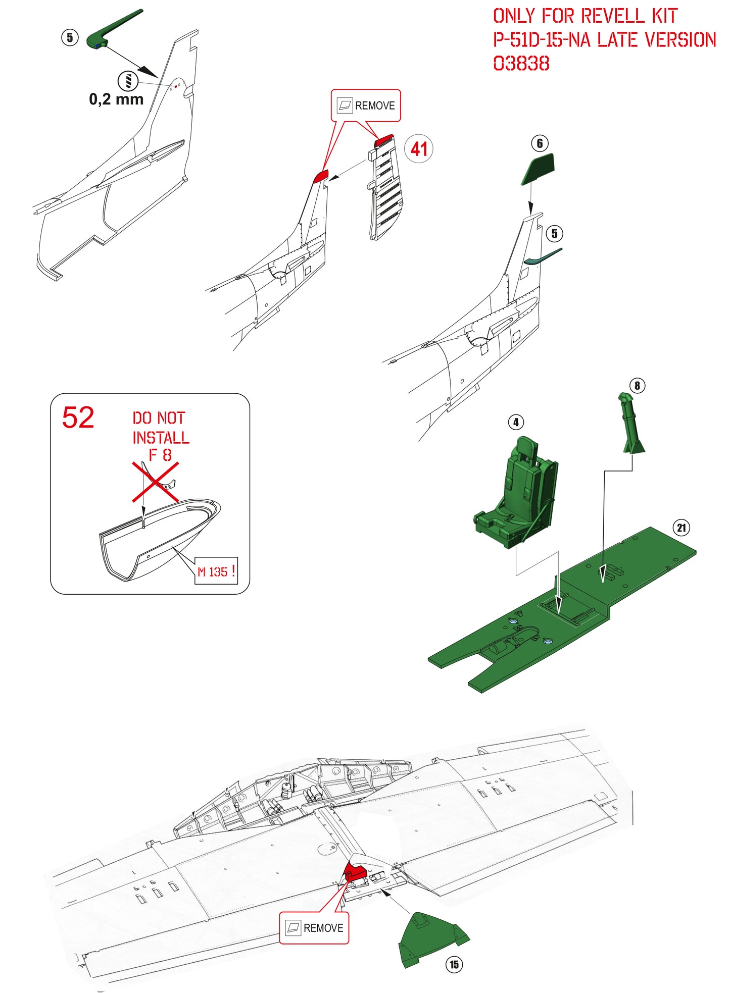 Piper Enforcer (model 1971) conversion set Revell kit P-51D-15NA "late version" 1/32 scale
