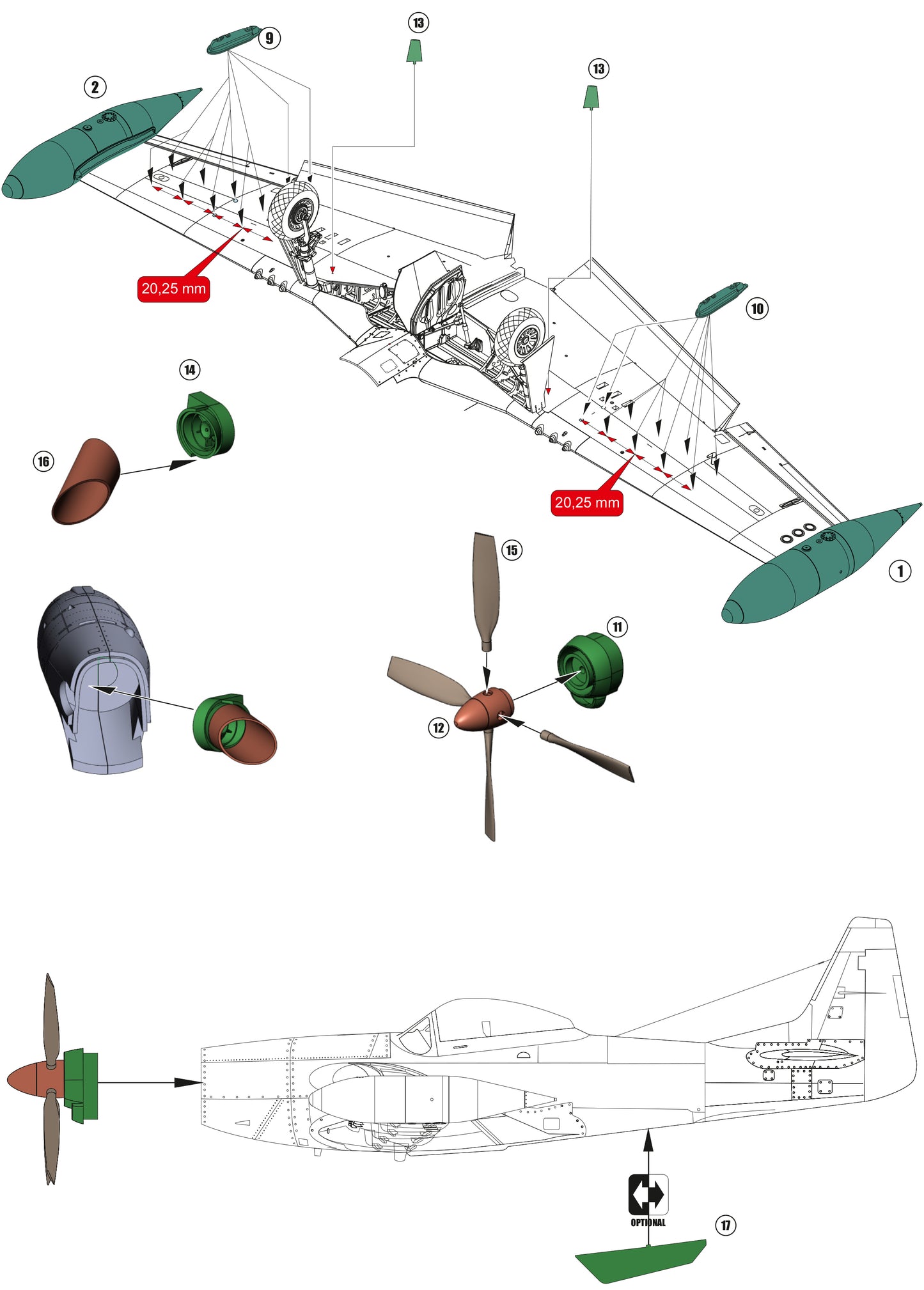 Piper Enforcer (model 1971) conversion set Revell kit P-51D-15NA "late version" 1/32 scale